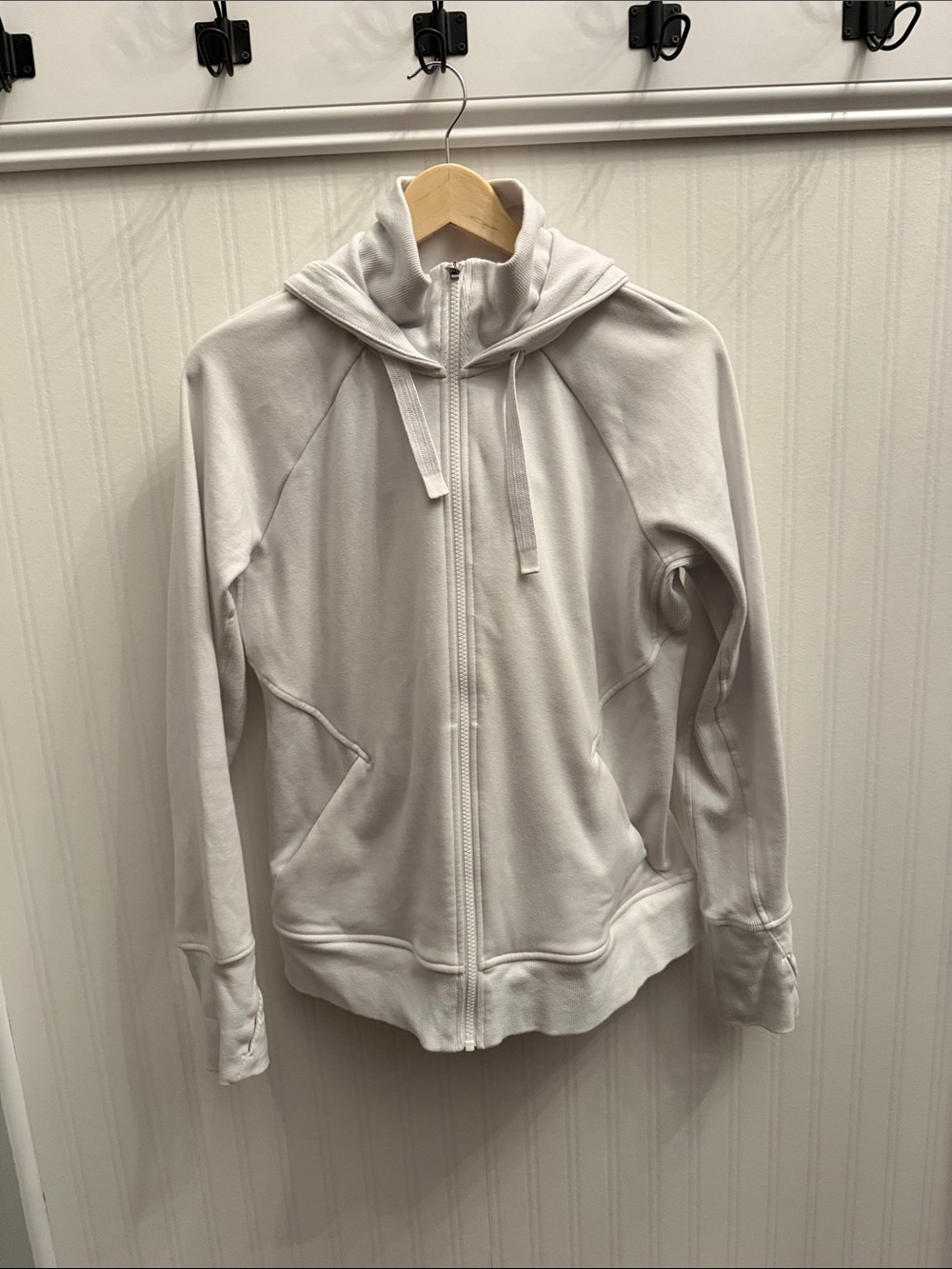 Athleta Light Gray Full-Zip Hooded Utility Jacket